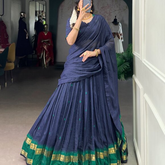 CHANDERI COTTON LEHENGA CHOLI - Picture 4 of 15